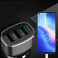Car USB car charger with three ports, charging indicators visible next to a phone