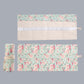 Floral canvas pen roll set: rolled pouch and flat wrap with beige base and stripe.