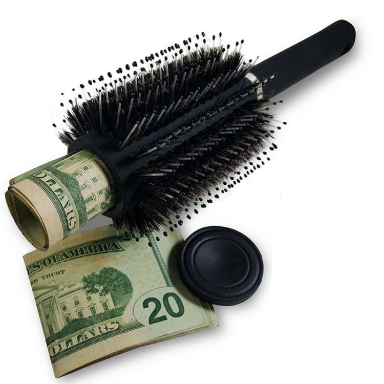 Black roller hair brush with bristles and removable round storage cap