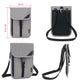 Light gray passport holder bag with hanging neck strap and crossbody lanyard