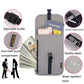 Light gray RFID passport holder with zipper, anti-theft pocket, and card compartments