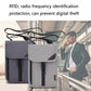 Light gray RFID travel passport bags with hanging neck strap, front flap pocket