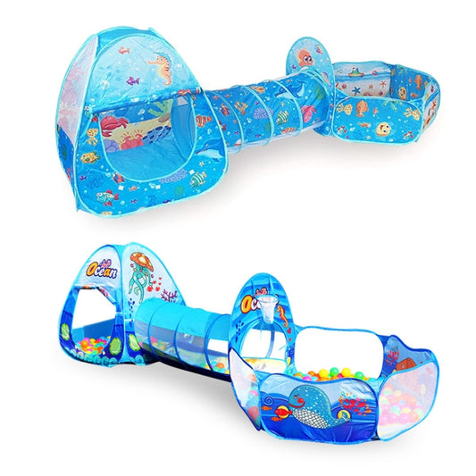 Blue ocean kids play tent tunnel set with open play area