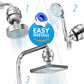 Shower water filter system with handheld showerhead adapter and install kit