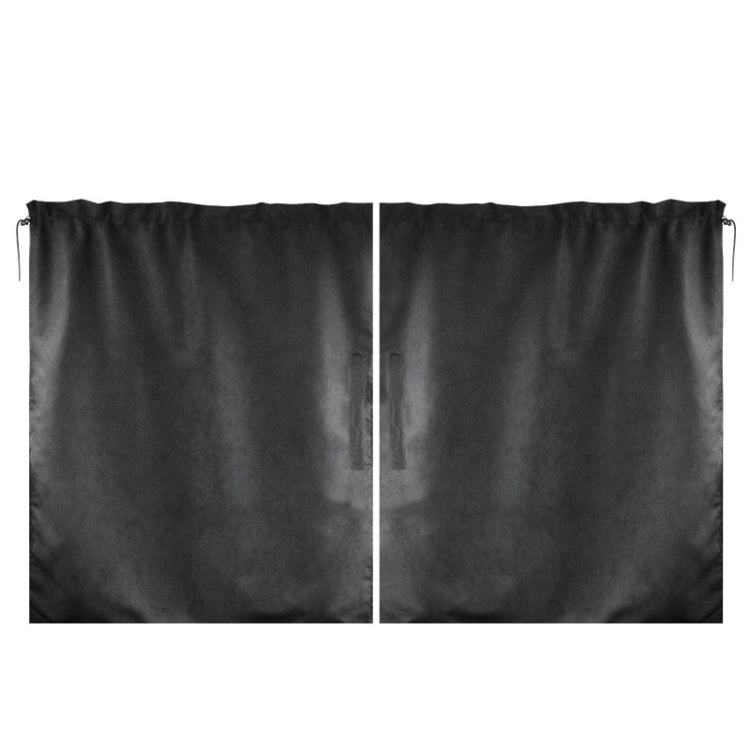 Set of two black car privacy curtain panels with tie corners