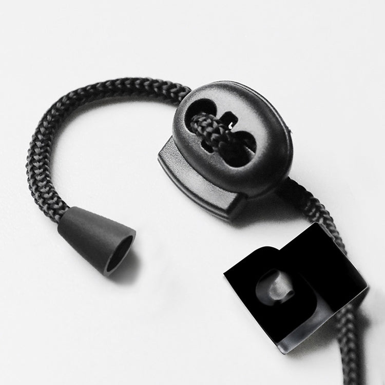 Black cord strap with hook clips for securing a car privacy curtain