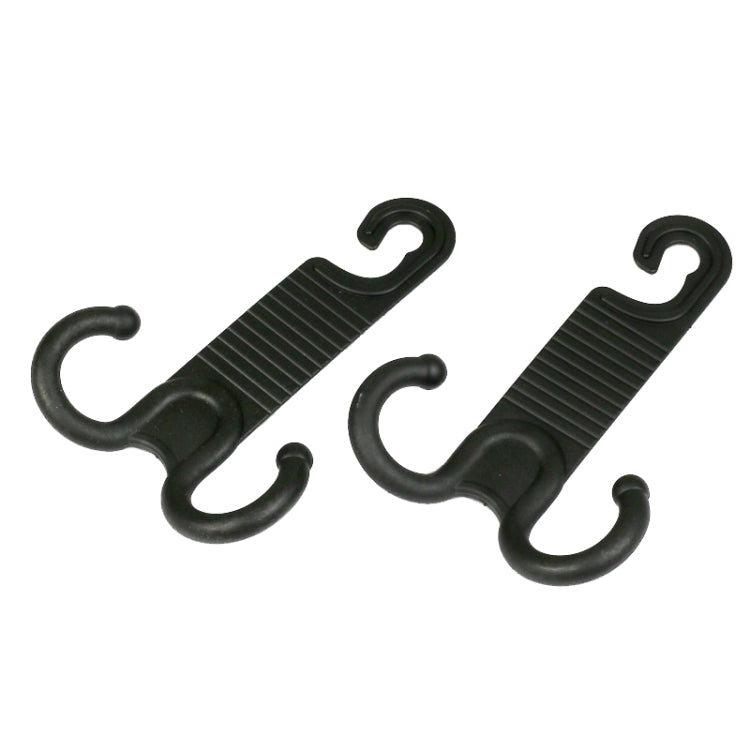 Car headrest luggage hook set of two, black U-shaped hooks with grip ridges