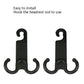 Car headrest luggage hook set, two black U-shaped hooks with ridged center