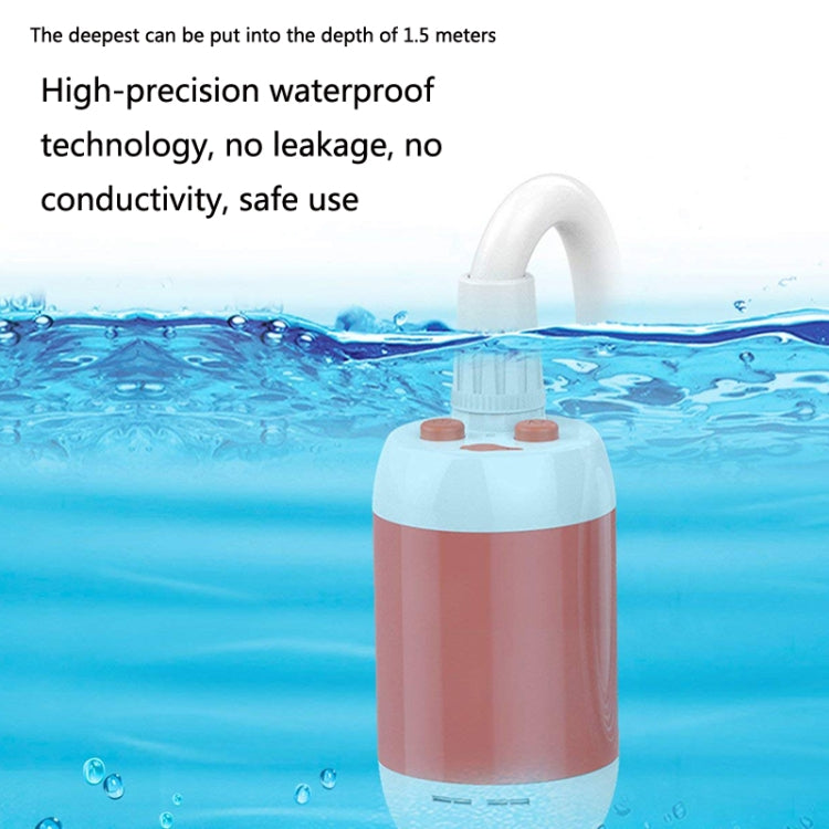 Blue electric pet shower bottle with water flowing from handheld nozzle