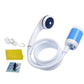 Sky blue and white electric pet shower kit with handheld nozzle and coiled hose