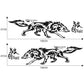 Black wolf totem car decal set with two running wolf graphics and size guides