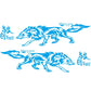 Blue wolf totem car decal set with two running wolf graphics