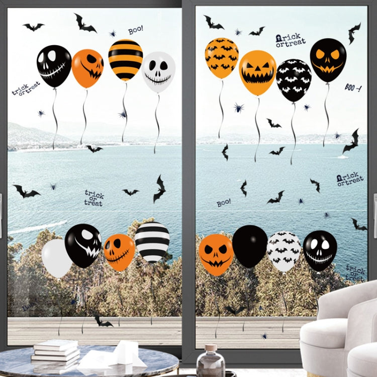 Halloween balloon electrostatic sticker set with assorted skull and pumpkin balloons and bats
