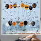 Halloween balloon electrostatic stickers with striped and skull balloons plus bats on window