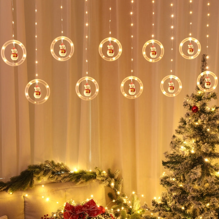 Warm white USB ring Christmas lights with Santa Claus ornament pendants