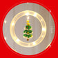 Circular LED ring light with hanging pine tree ornament, 10 cm