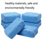 Set of blue microfiber sponge cloth pads, stacked and rolled for car care