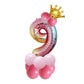 Birthday balloon set with gold crown, pink balloons, and silver gradient number 9