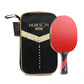 Table tennis racket with red rubber face and black HUIESON pouch with zipper