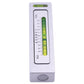 White camber adjustment level tool with green bubble vial inside marked scale window