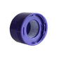 Purple cylindrical HEPA filter element with pleated gray core, side view