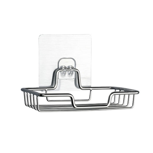 Wall-mounted stainless steel single-layer soap rack with curved holder