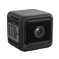 Mini wireless battery-powered camera, black body with front lens and vent details
