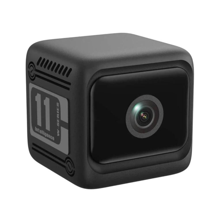 Mini wireless battery-powered camera, black body with front lens and vent details