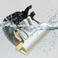 Rechargeable hair clipper with white blade guard comb and black handle