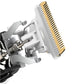 Rechargeable clipper blade mechanism with gold-toned cutting edge detail