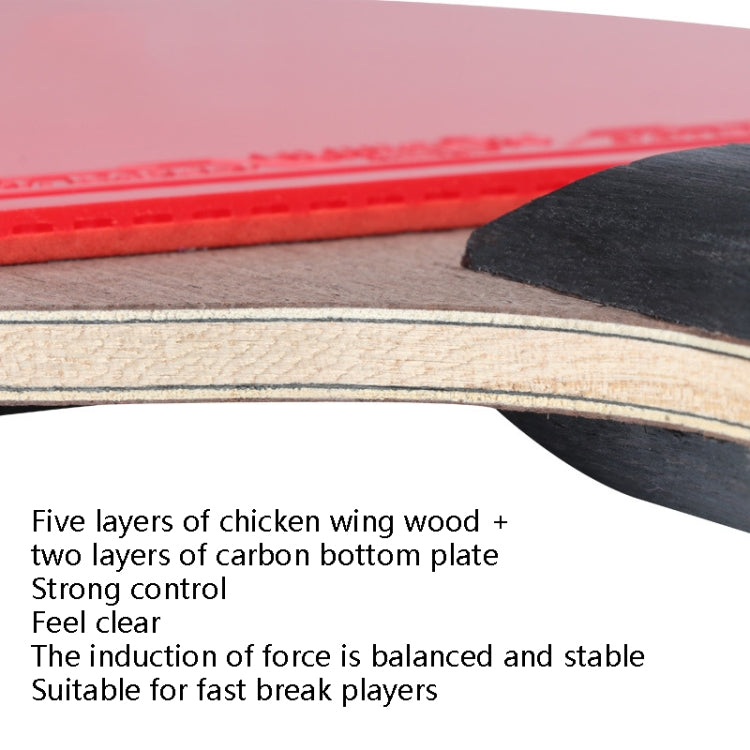 Table tennis racket cross-section showing layered construction with carbon bottom plate