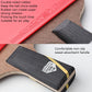 Table tennis racket handle with dark wood grip and gold trim, non-slip look