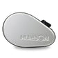 Silver hard-shell table tennis racket bag with HUIESON logo, angled, zipper strap.