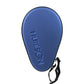 Blue hard-shell table tennis racket bag with HUIESON logo and carry strap, closed.