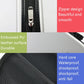 Silver hard-shell table tennis racket bag zipper and textured PU surface close-up.