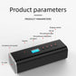 Black tire inflator pump with blue LCD display and top control icons