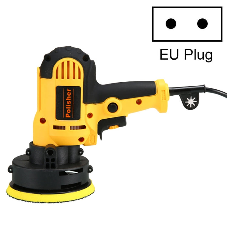 Electric car polisher with yellow-and-black body, EU plug, circular polishing pad