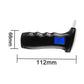 Black alcohol tester with blue display and white mouthpiece; size-marked