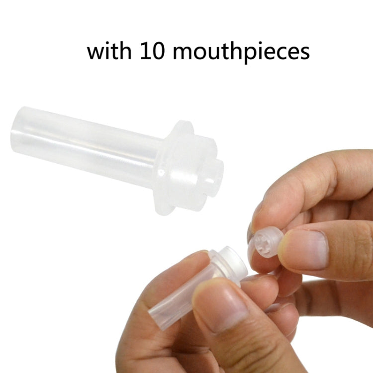 Alcohol tester mouthpieces (10) with hand holding and fitting clear tips