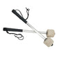 Kick drum practice drum hammers with felt mallets, black grips, and wrist lanyards