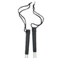 Drum hammers with black grips and wool felt striking ends, with cords