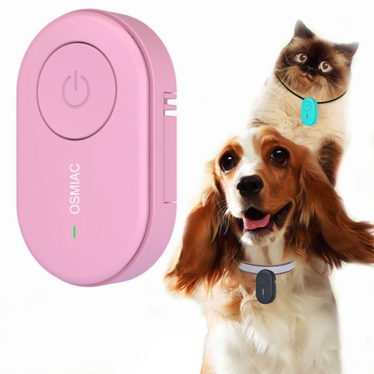 Pink portable pet insect repellent collar device with back clip and power button.