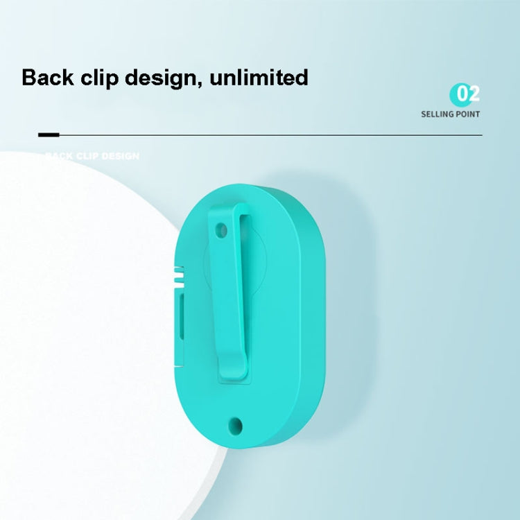 Teal repellent collar device showing back clip attachment design.