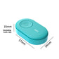 Teal portable repellent collar device with compact oval shape and power button.