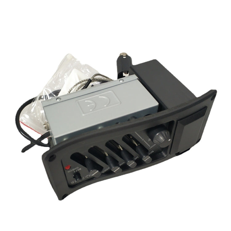 Four-band guitar equalizer module front controls with protective plastic wrap and wires
