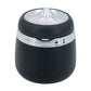 Mini car ashtray with cover closed, black body and silver lid light vent