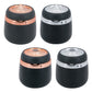 Mini car ashtray set showing rose-gold and silver finishes with black base and lid