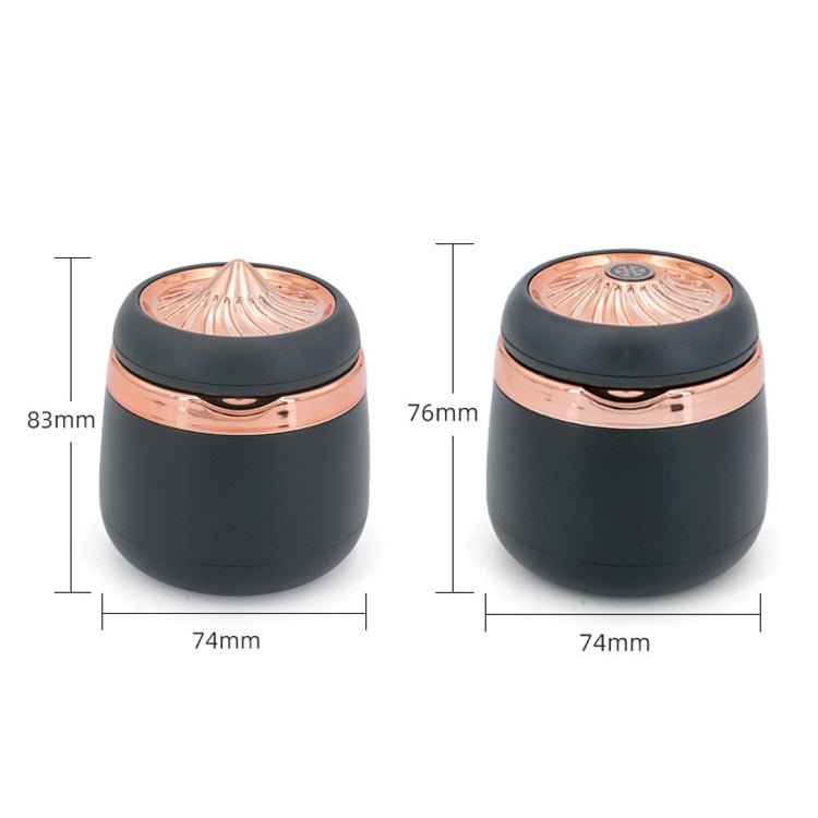 Mini car ashtray size diagram: 83mm height, 74mm width; 76mm height view