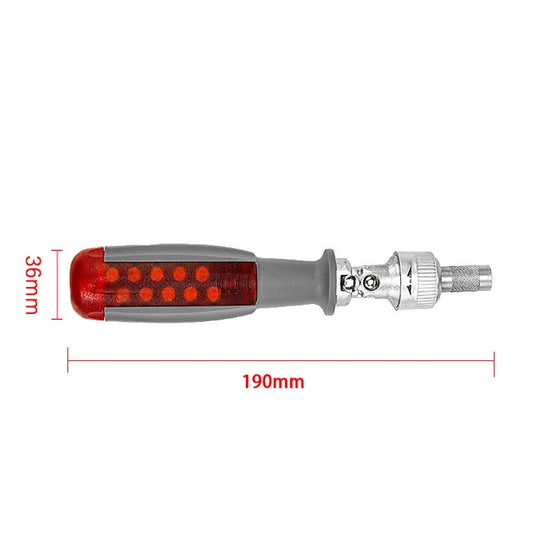 Long 180-degree ratchet screwdriver with red speckled handle and metal bit connector