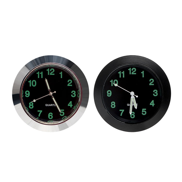 Pair of car night light quartz clocks: silver border and black border, green digits